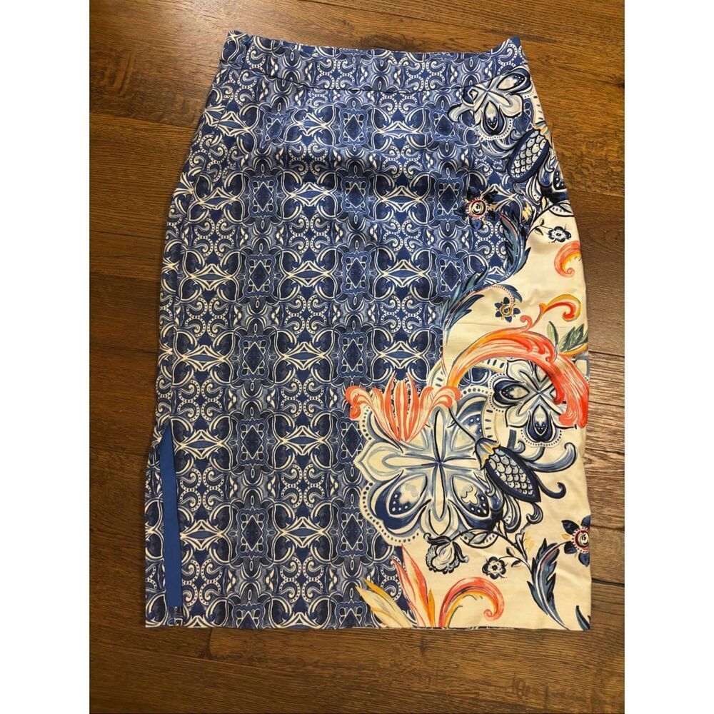 Moulinette Soeurs becancour blue floral pencil skirt 2